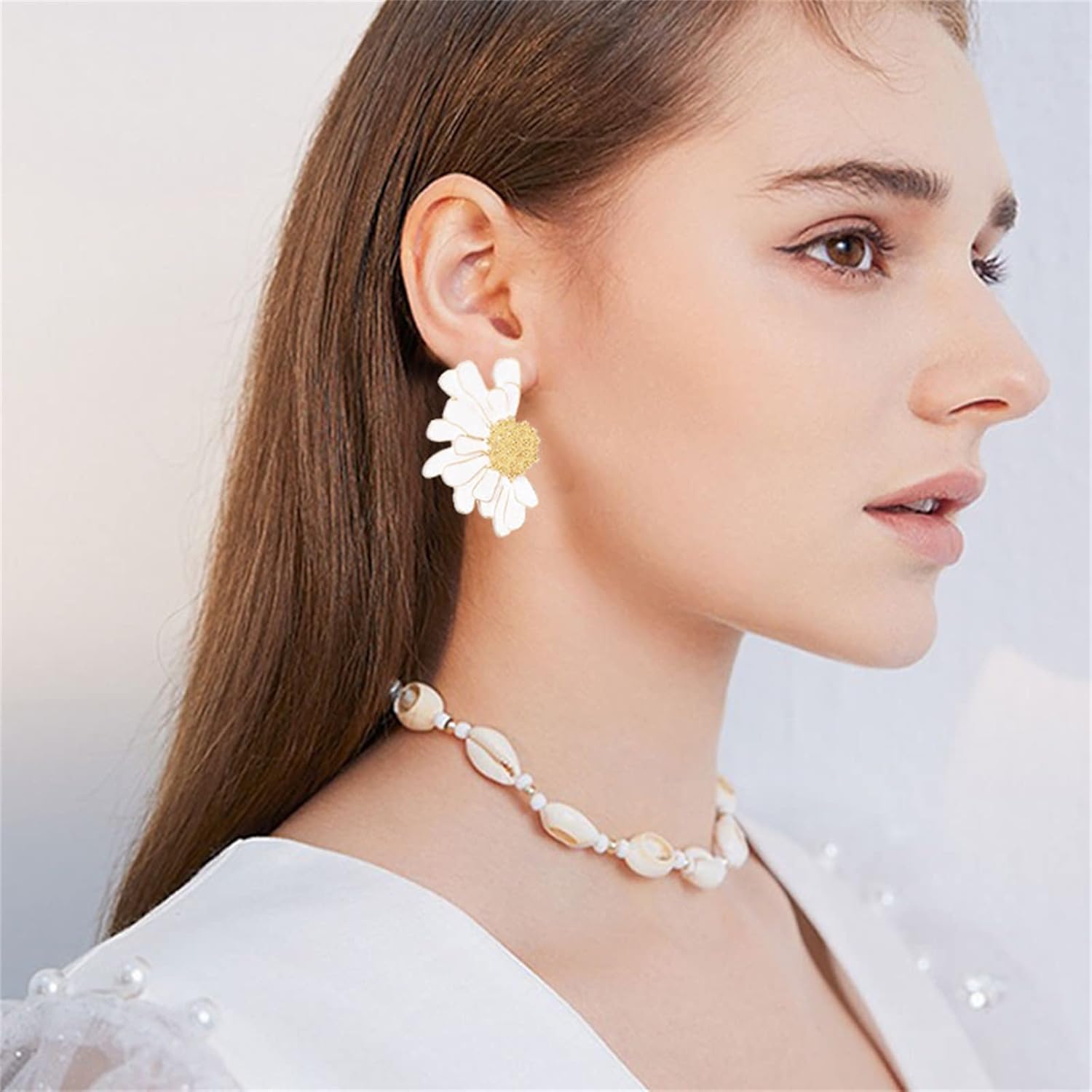 ONLYJUMP 3D Large Flower Earrings for Women Chic Petal Statement Earrings Bohemian Elegant Plated Big Alloy Metal Flower Earrings - Image 2