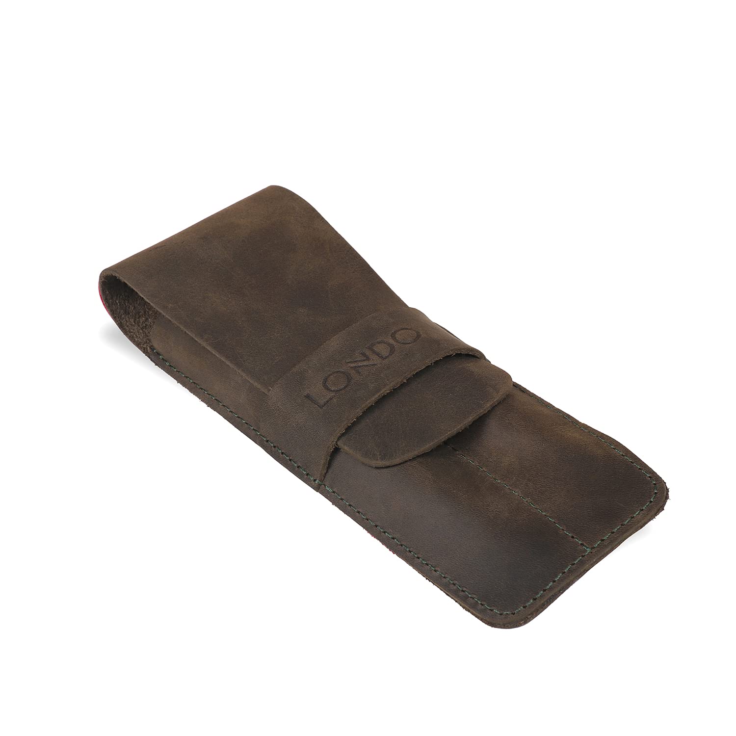 Estuche para bolígrafo estilográfico, con solapa plegable, de piel de