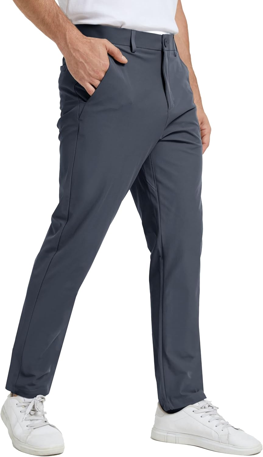NATUVENIX Golf Pants Men Stretch Work Dress Pants Lightweight 30" Slim Fit Business Casual Pants for Men with Pockets