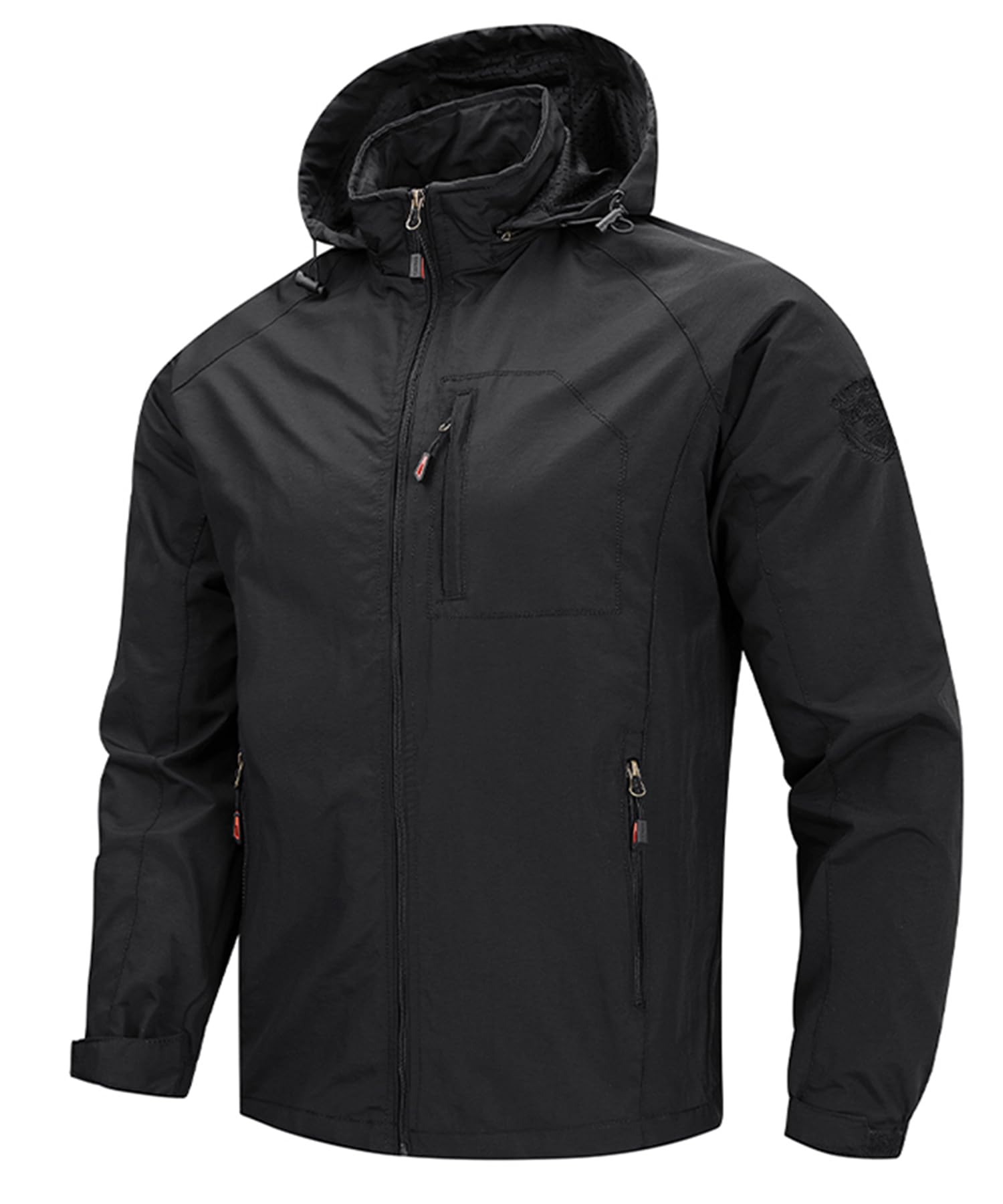 Veste de Montagne pour homme Manteaux de randonnée en plein air Décontracté à Col Montant Blouson Aviateur Jacket Léger Zippé Coupe-Vent Veste en softshell avec capuche