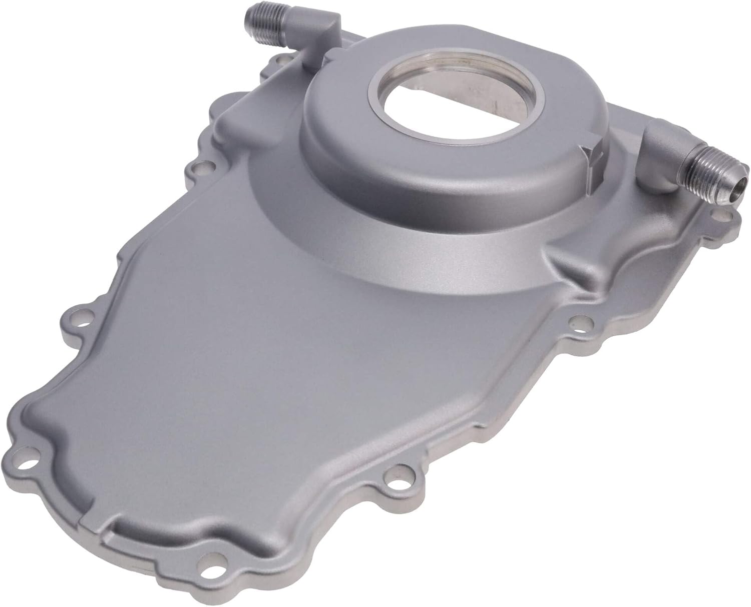 Top Street Performance 1-Piece Aluminum Timing Cover for GM LS with Turbo Oil Drain Return - Satin