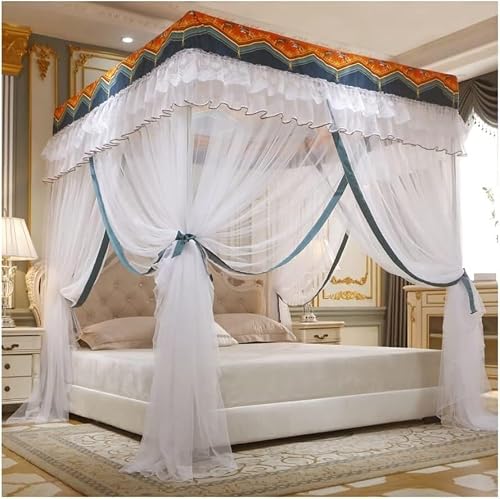 GJMSSMY Bedspread Mosquito Net, Princess Room Quarterpost Double Bed Curtain With Stand (Colour: D, Size: 200X220 Cm/79X87 Ines) (Color : A, Size : 200X220cm/79X87in)
