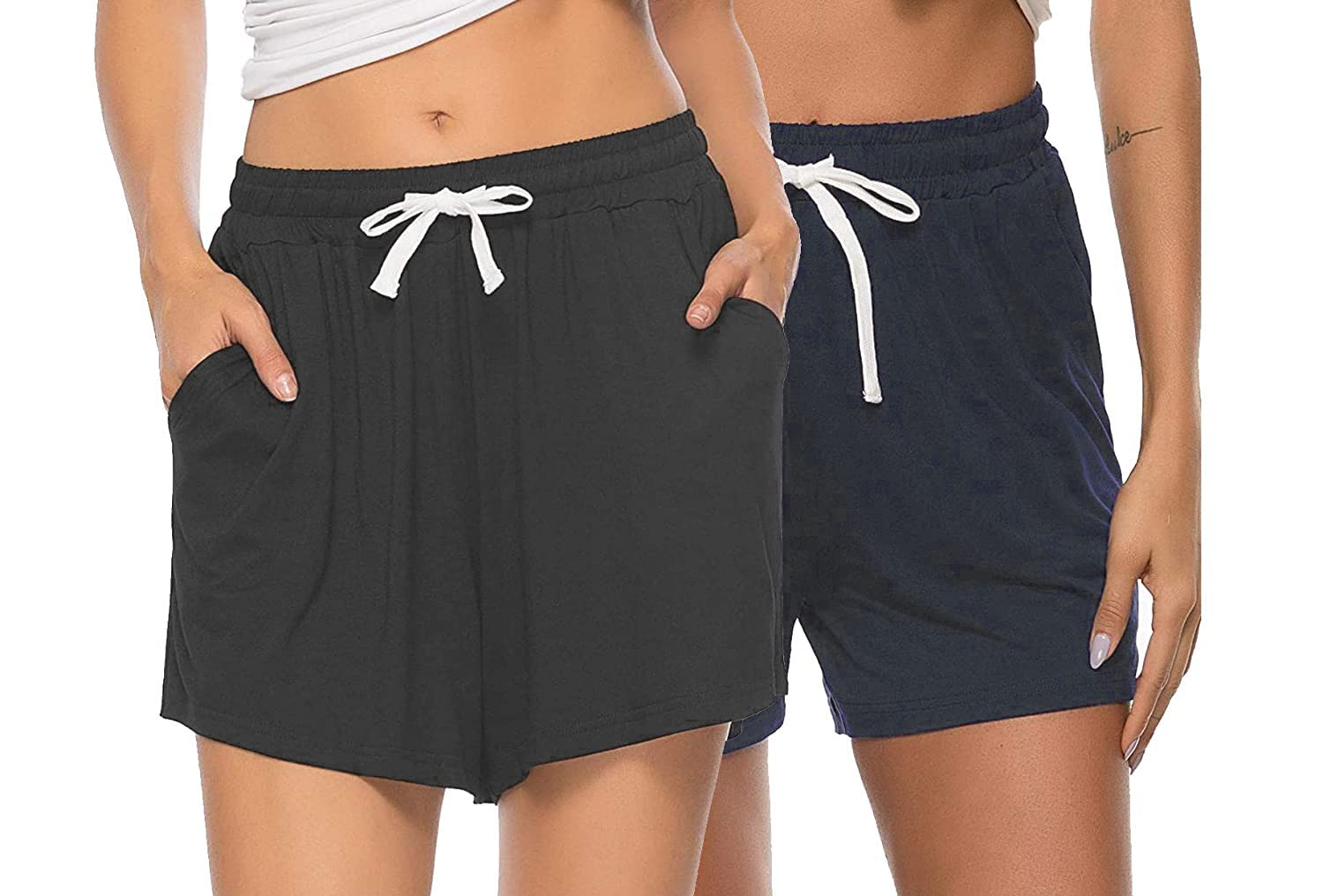 BLUE TYGA Women's 100% Cotton Relaxed Fit Casual Shorts Combo