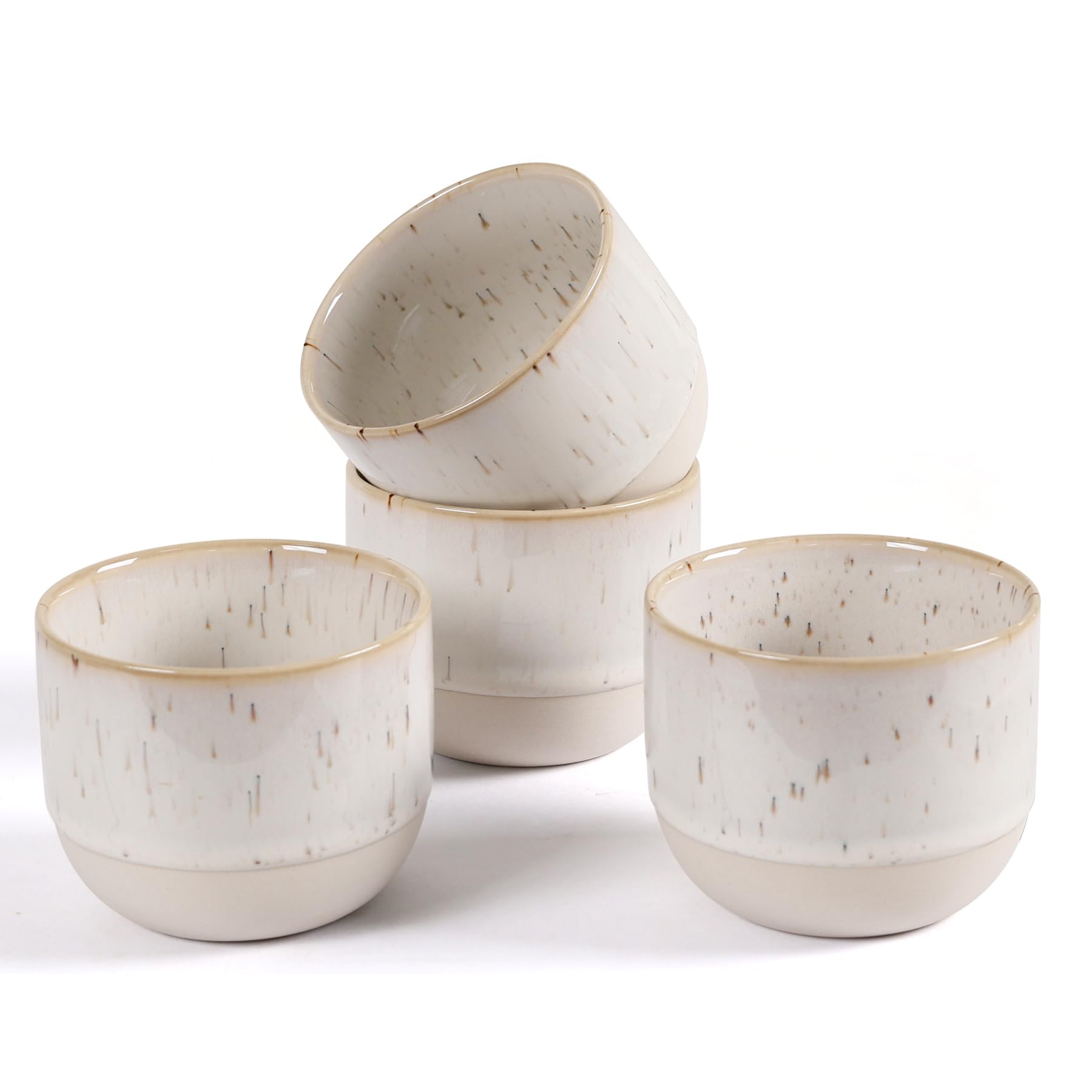 ZEBERBO Ceramic Espresso Cups Set of 4, Double Walled Espresso Coffee Mugs for Nespresso Cups, Special Glazed Demitasse Cups Coffee Cup for Machine (White) — image 1