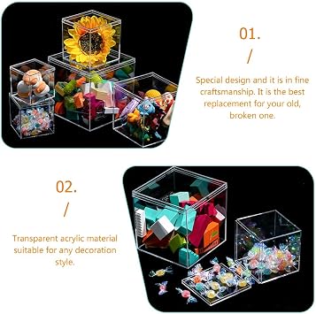 LABRIMP Acrylic Display Boxes 2.56 in Clear Cube Storage Cases with Lids Set of 12 for Collectibles Candy Jewellery Crafts and Makeup