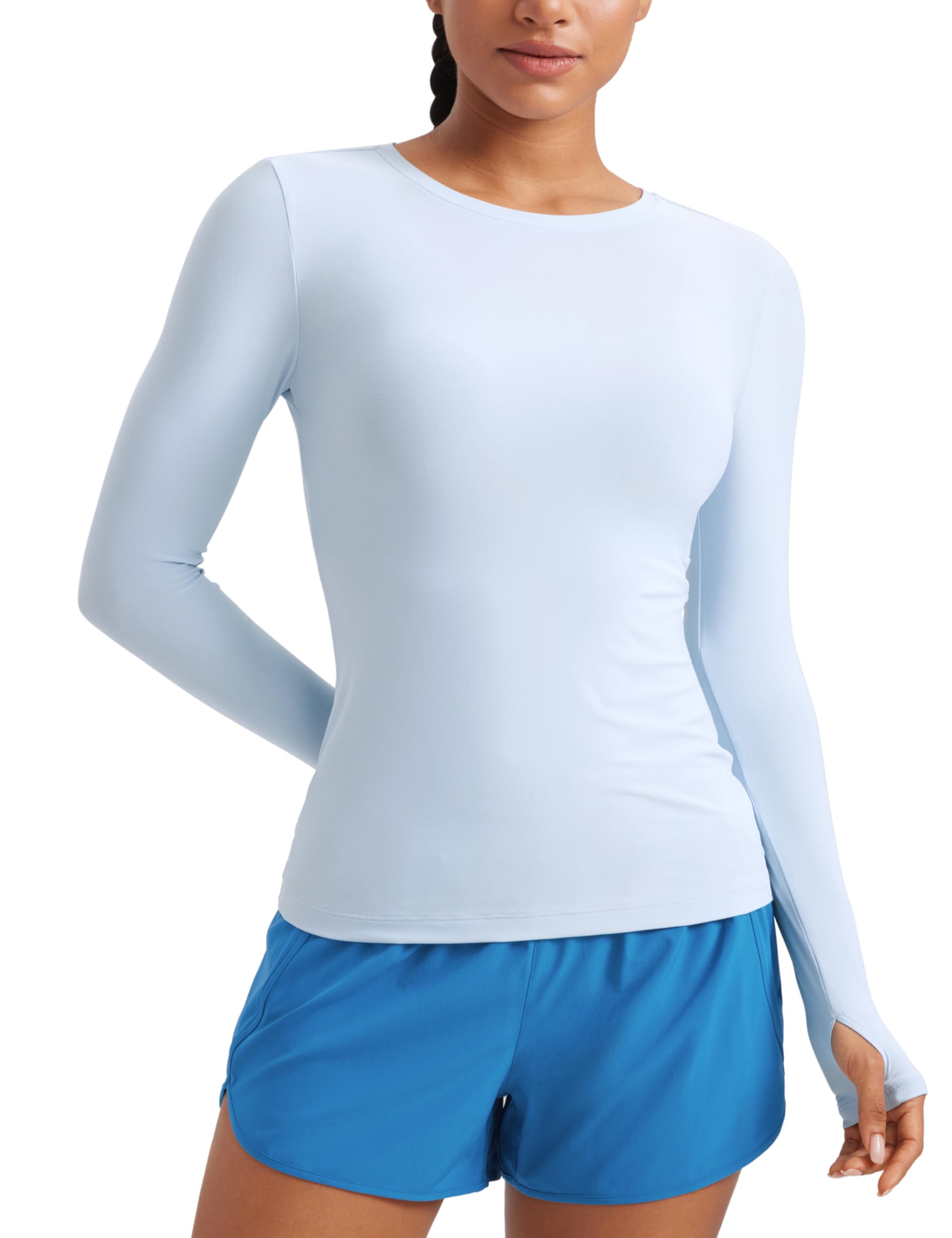 CRZ YOGA Womens Cloudweight Long Sleeve Workout Tops Lightweight Athletic Basic Shirts Soft Casual T-Shirt with Thumb Hole