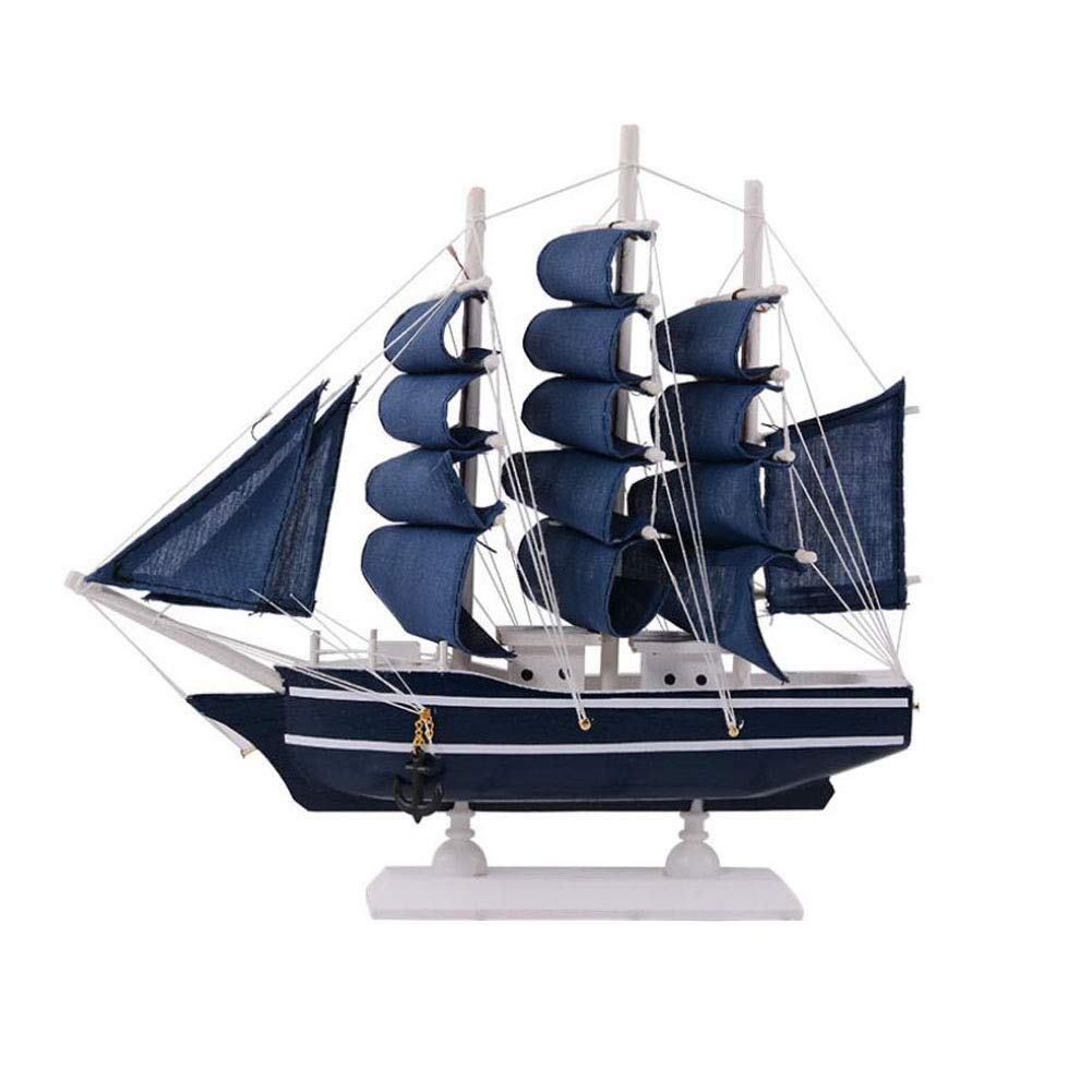 Ornaments Wooden Sailing Ship Model Sailing Ship Model Decor Decoration Living Room Porch Wine Cabinet Home Decorations Modern Craft,Blue,16CM