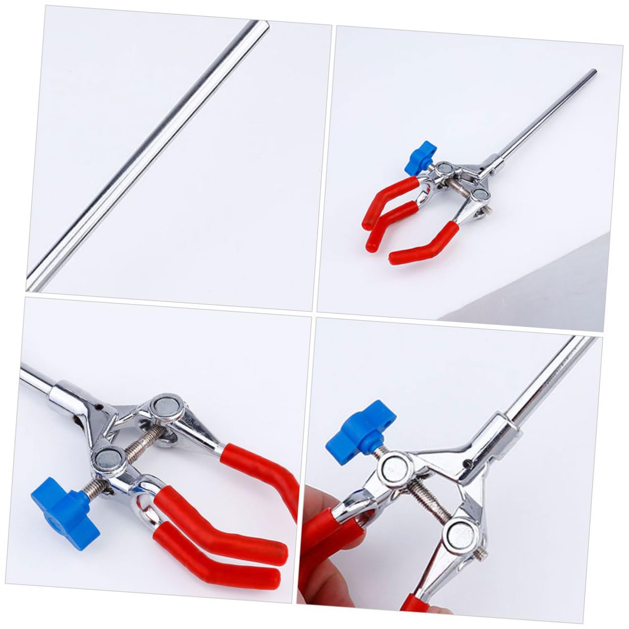 Mobestech 10piezas Abrazadera De Tres Garras Para Frascos y Tubos De Ensayo Soporte Ajustable De Acero Inoxidable Para Laboratorio Para Experimentos Científicos