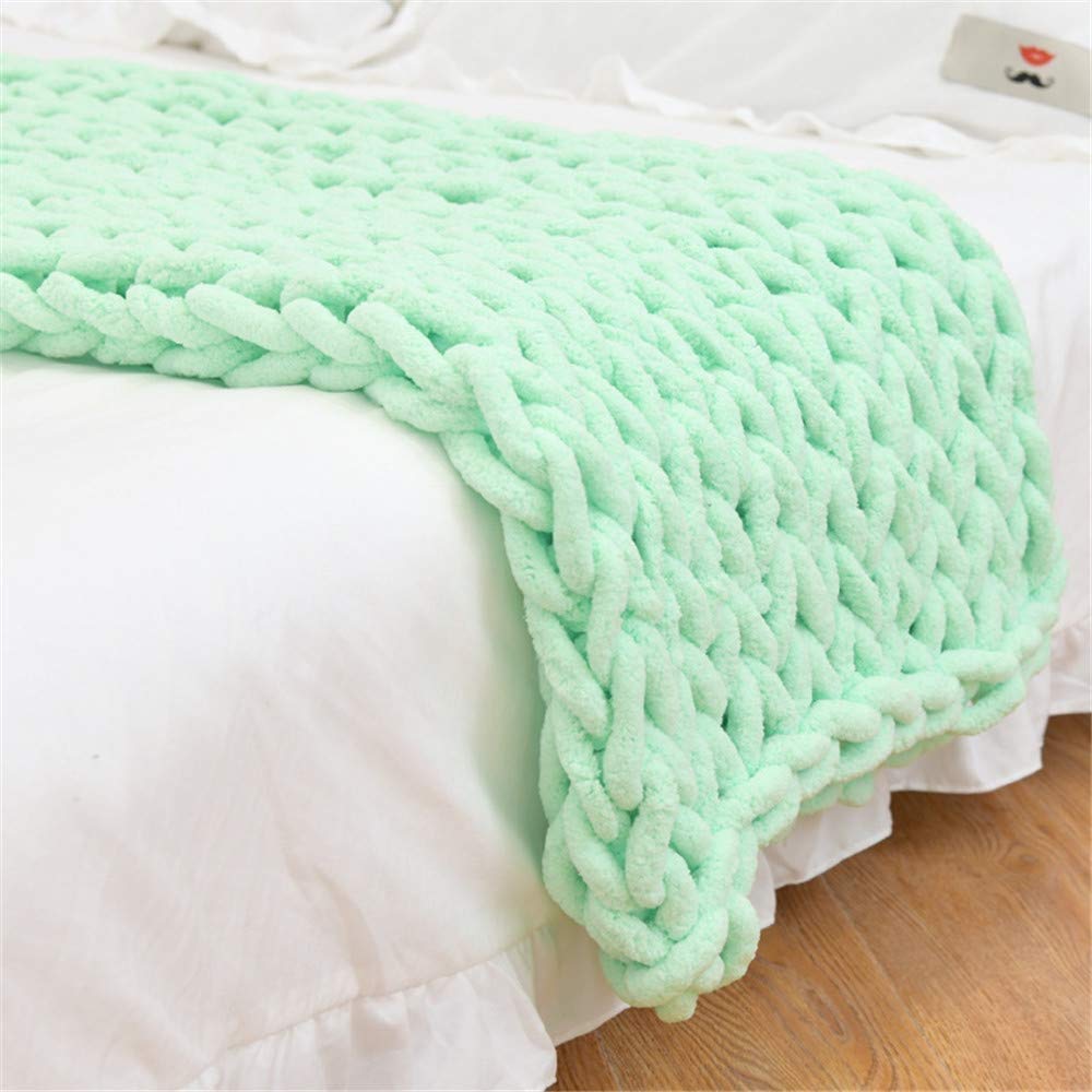 بطانية محاكة بقماش سميك من الصوف السميك من Super Chunky Arm Blanket زهري 100x120cm 39x47inch Amazon Ae