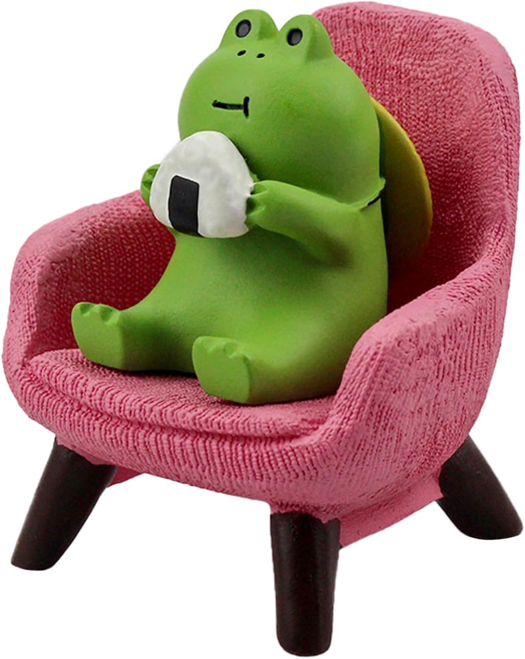 Refintural Miniature Frog Figurines Statue - Cute Frog Sculpture for Outdoor Fairy Garden and Desk Decorations - Adorable Frog Figurine Statue Decor for Plant Shelf Desk Office Bedroom(Pink Sofa)