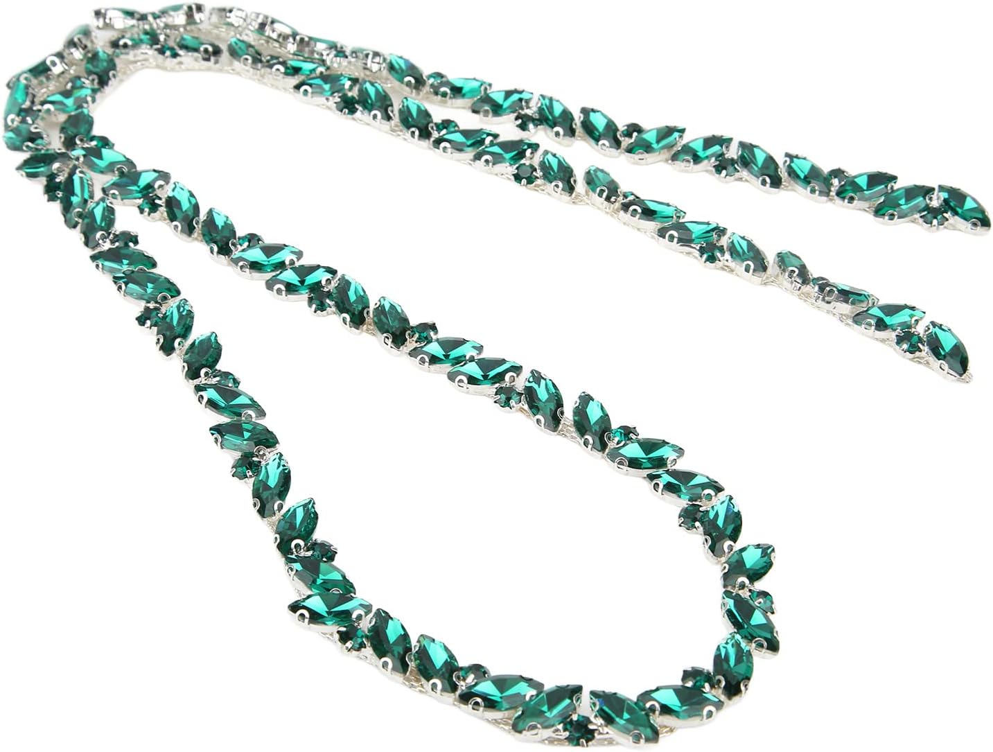 QANYEGNQANYEGN Crystal Rhinestone Chain, Color Rhinestone Decorative Chain, Sewing Beaded Trim for Clothing Shoes Jewelry Accessories(Gun gray)