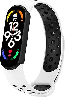 Dl3 Mobilak Strap for Xiaomi Mi Band 7 6 5/Amazfit Band 5, Women Men Armband, Two Colours Breathable Adjustable Soft Silicone Replacement Strap for Xiaomi Mi Band 7/6/5/Amazfit Band 5