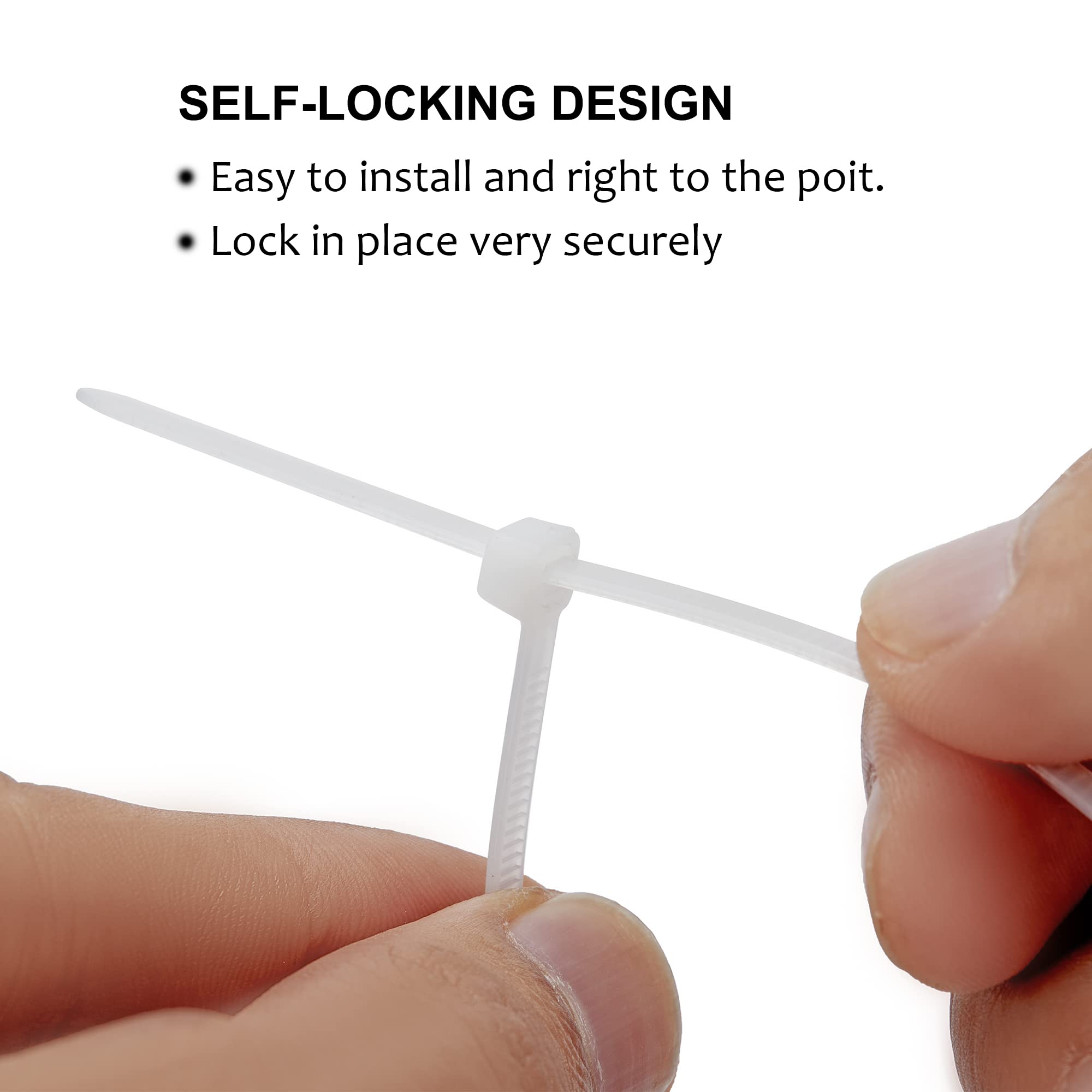 HS Durable Plastic Zip Ties 4 Inch (Bulk-1000 Pack) Small Tie Wraps Thin 18 Lbs Self-Locking Nylon Cable Ties For Electronics Organizer, Wire Zip Ties UV Rated Black - View #3