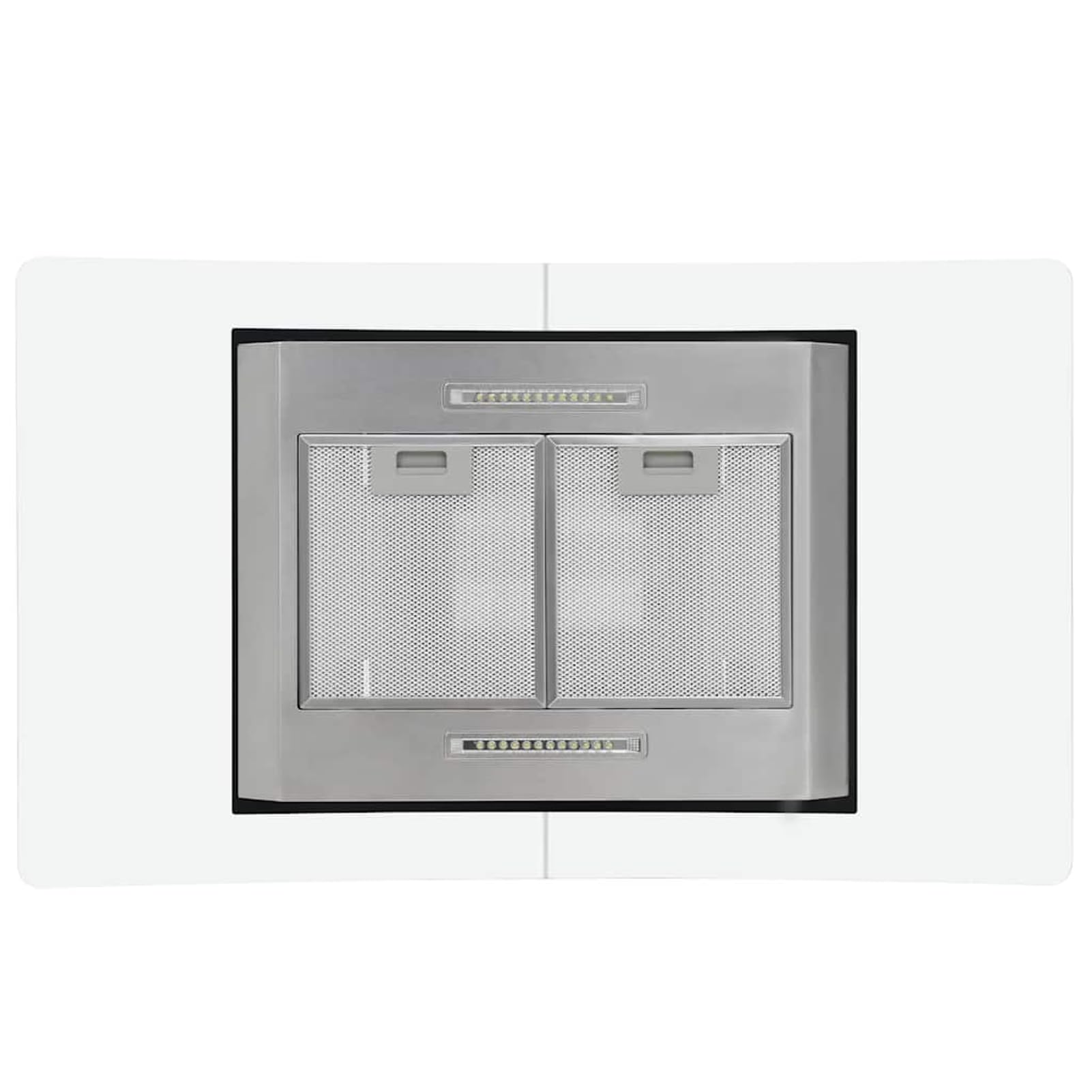 Gecheer Insel-Dunstabzugshaube 90 cm LCD Touch-Sensor 756 m³/h LED Edelstahl gehärtetes Glas Aluminium