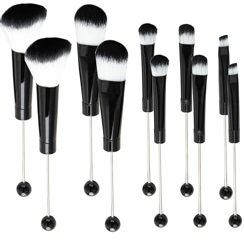 Kit AllGemDiy com 10 pincéis de maquiagem personalizáveis para miçangas, preto