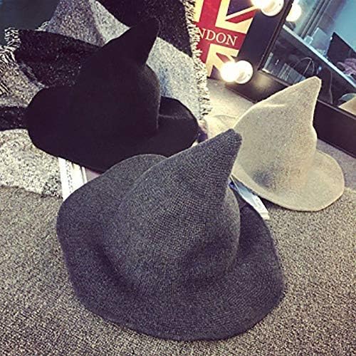 Frecoccialo Women Witch Pointed Hat, Brim Foldable Brim Knitted Cosplay Halloween Party Masquerade Costume Accessory for Adult Navy - Image 4