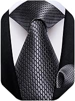 DiBanGu Men's Silk Solid Color Tie Set with Pocket Square, Cufflinks & Gift Box - Wedding Party Formal Necktie