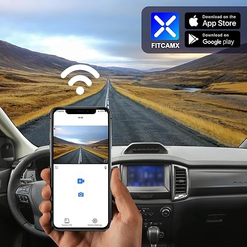 Miniatura 5 de Fitcamx Cámara de tablero delantera 4K+trasera 1080P para Ford Ranger XL XLT Lariat 2019-2023 (sensor de lluvia), aspecto OEM, video HD dual, WiFi y
