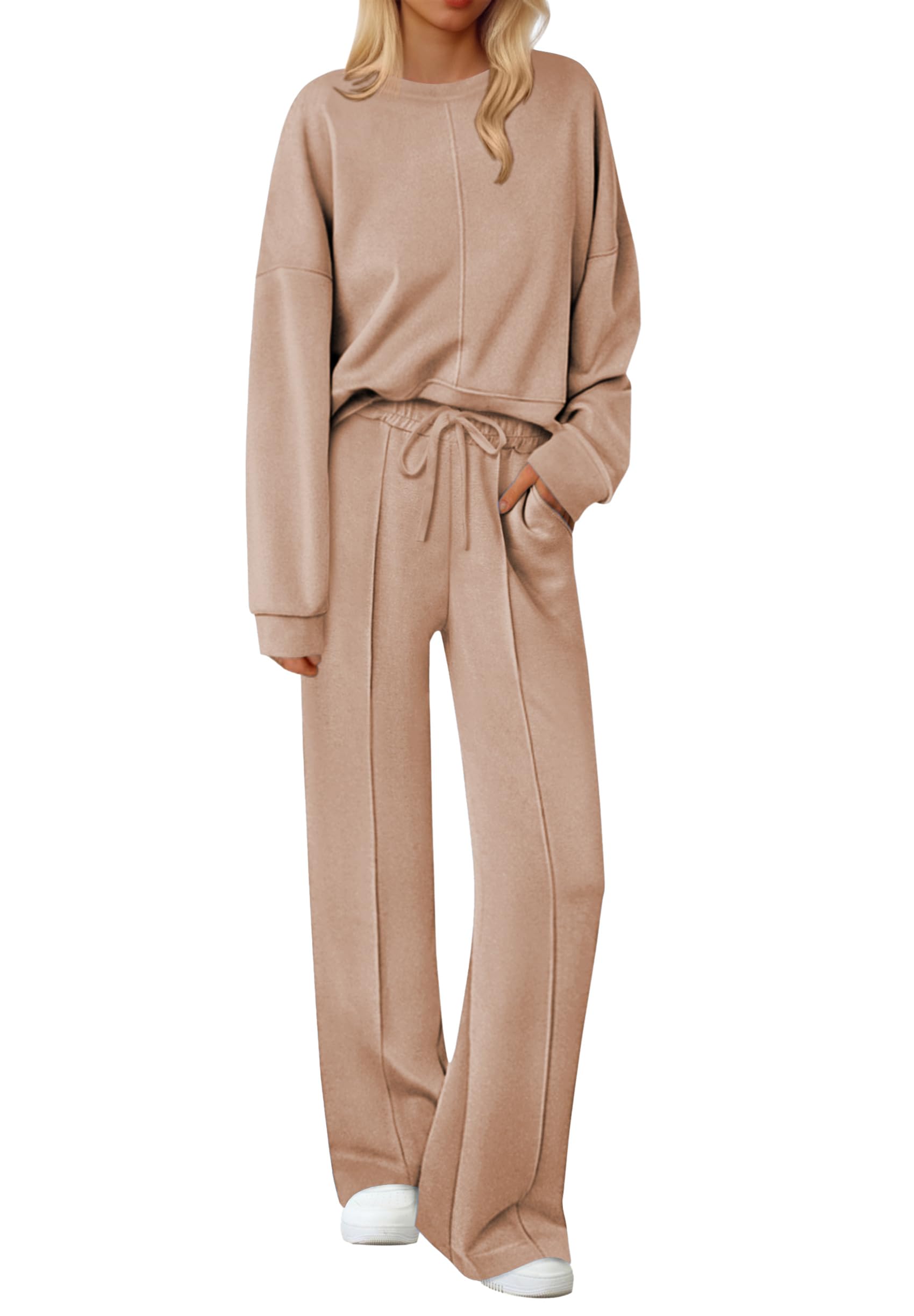 Ekouaer Pajama Sets for Women 2 Piece Lounge Sets Long Sleeve Sleepwear Top and Pants Cozy Pjs Loungewear