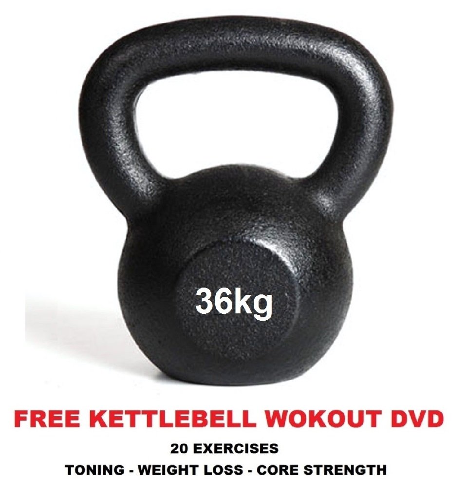 Kettlebell Cast Iron Kettlebells 4kg to 50kg Gym Quality Fitness Kettlebells KETTLEBELL WORKOUT DVD INCLUDED