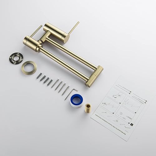 Miniatura 8 de Grifo de llenado de ollas de cocina de montaje en pared, brazo oscilante plegable giratorio de 360, tecnología de junta de rodamiento incorporada,