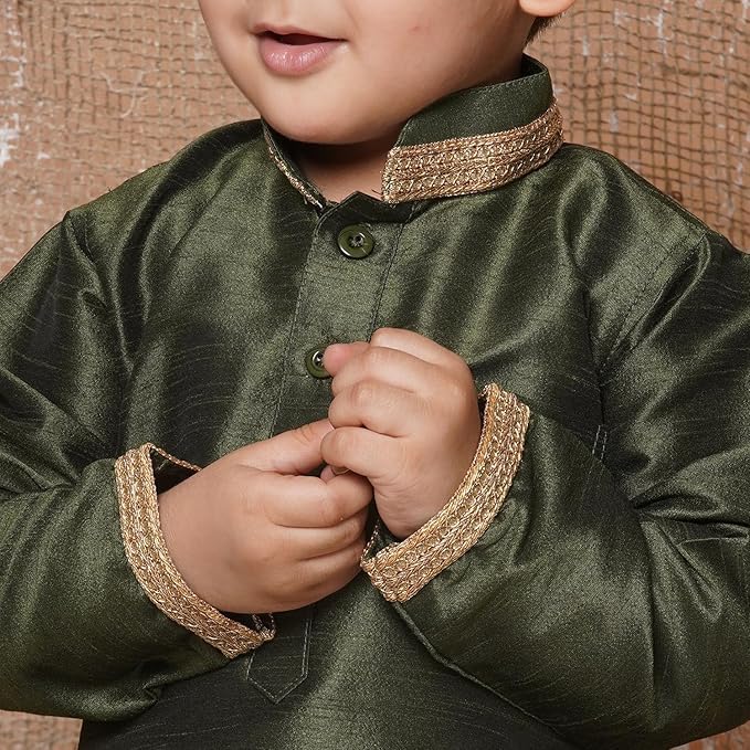 Image of AJ DEZINES Kids Cotton Printed Dhoti Kurta Set For Boys | Fashionable Bandhani Print Kurta | Stylish Boys Kurta Set | Perfect For Festivals Wedding & Family Function Wear