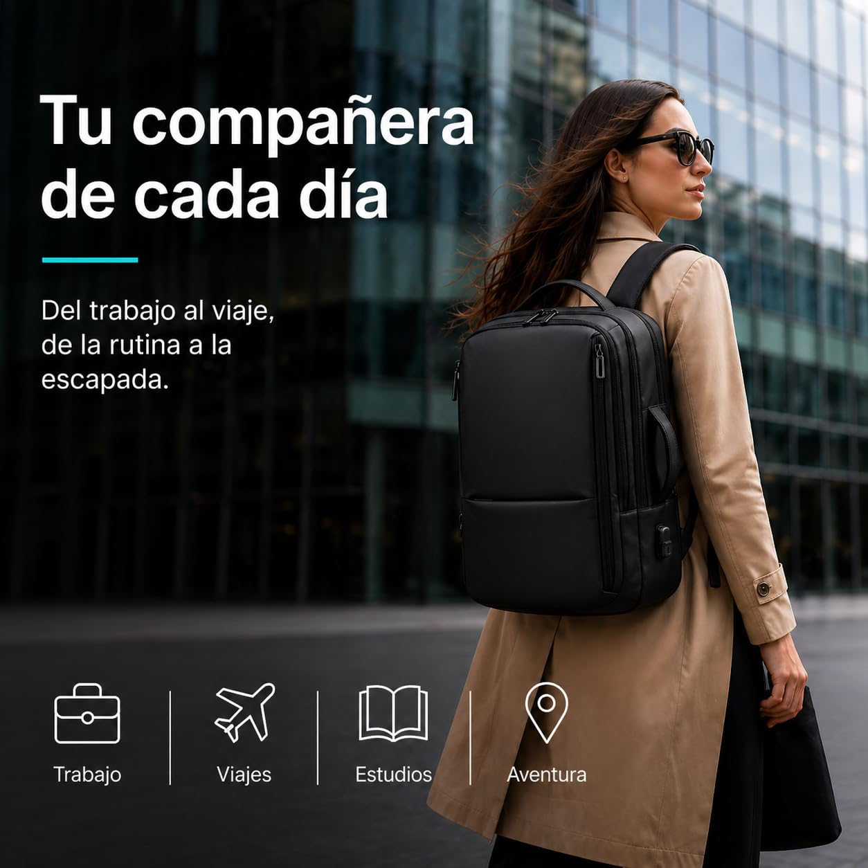 Mochila ordenador viaje 40x20x30, vueling,Mochila de trabajo mujer/hombre, mochila portatil con USB,Impermeable, equipaje de mano,cabina, Backpack travel PortatilNegocio Trabajo Diario y Escolares