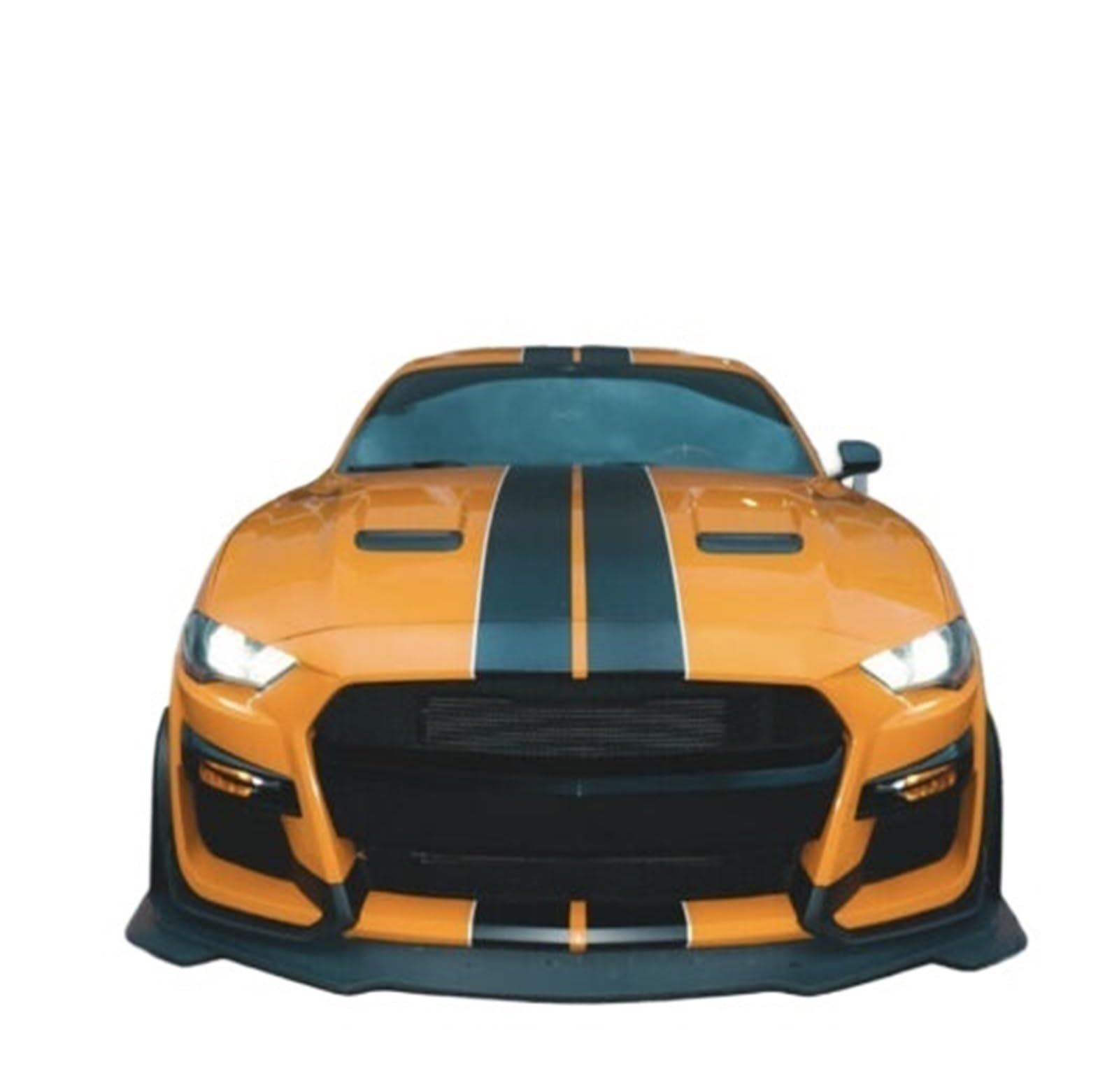 Matte Black Front Bumper Lip For Ford Mustang GT500 Style 2014-2021 - AMMP Style Unpainted - View #2