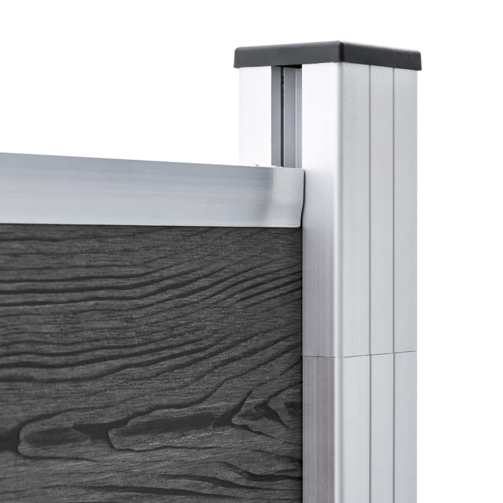 BaraSh Set de Paneles de Valla WPC Negro 353x146 cm Panel Madera Vallas De Madera Jardin