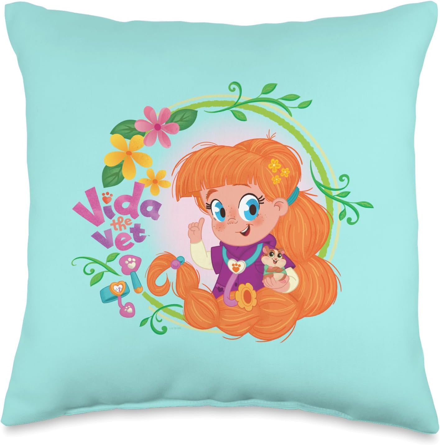 Flowery Vet Care, Graphic Logo Throw Pillow
