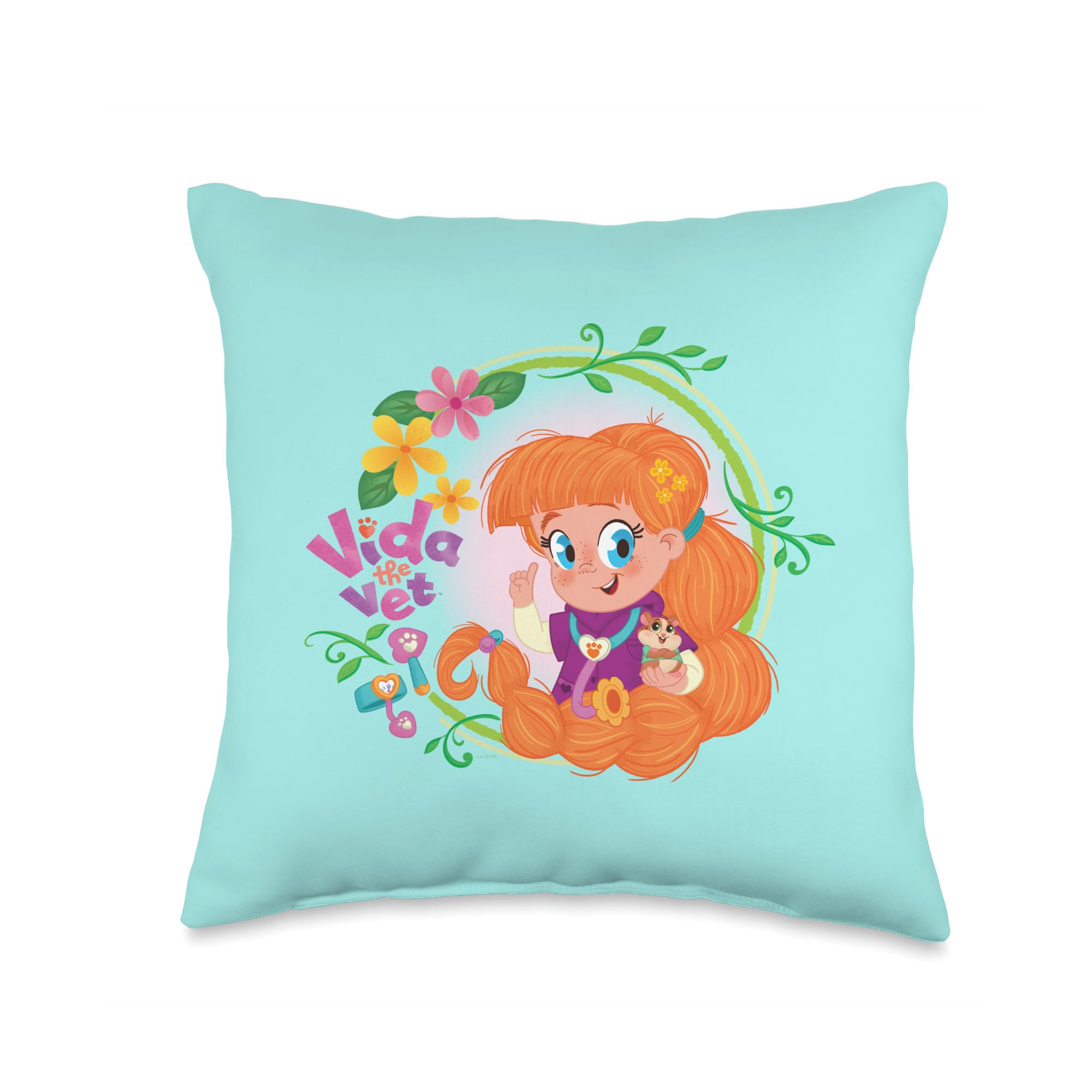 Vida the VetFlowery Vet Care, Graphic Logo Throw Pillow