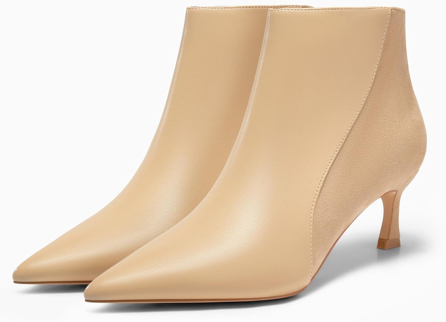 Coutgo Womens Kitten Heel Ankle Boots Pointed Toe Side Zipper Fall Winter Booties Shoes - Image 4