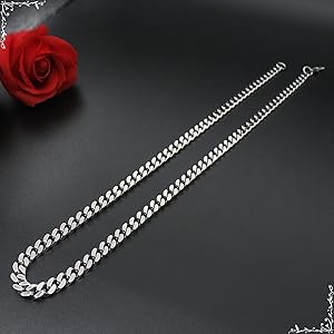 Dsnyu 5MM Man Chain Necklace, 55CM Curb Necklace, Silver Chain Dsnyu 5MM Man Chain Necklace, 55CM Curb Necklace, Silver Chain