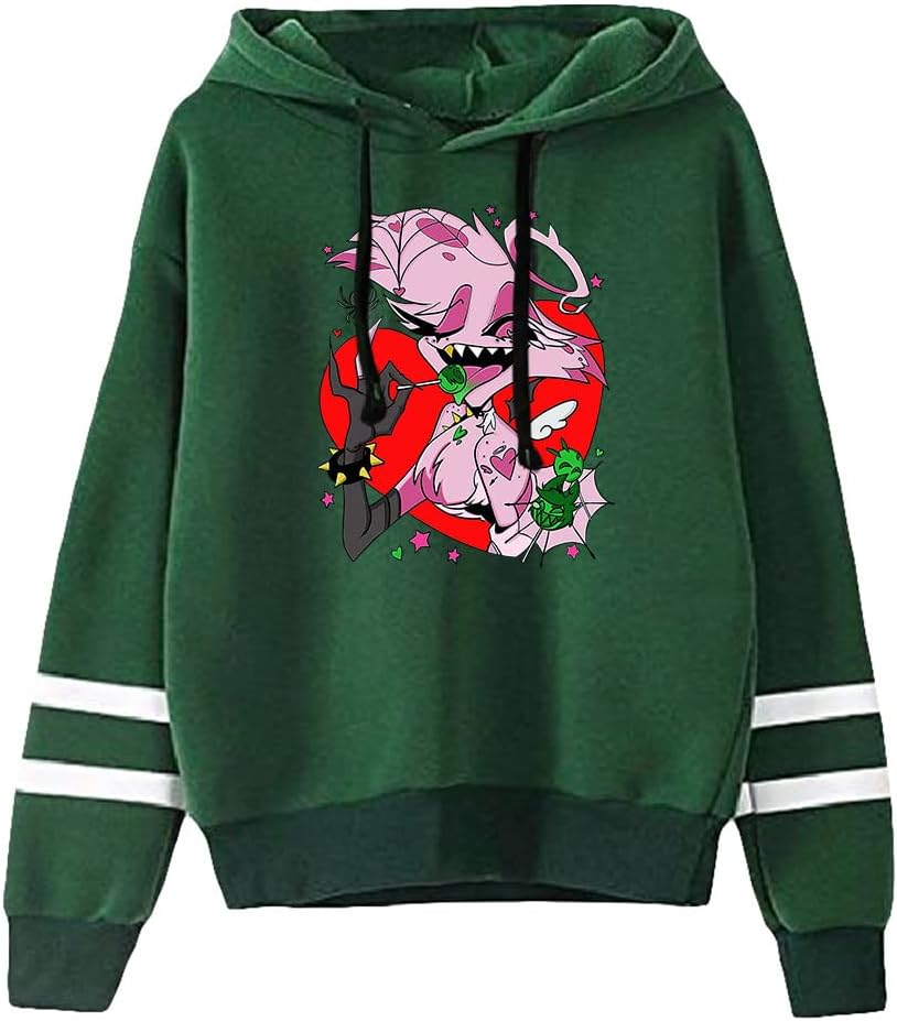 LKY STAR Hazbin Hotel Sweatshirt Anime Cosplay Hoody Charlie Morningstar Vaggie Pullover Casual Lange Mouwen Jas, 3. zwart, XL