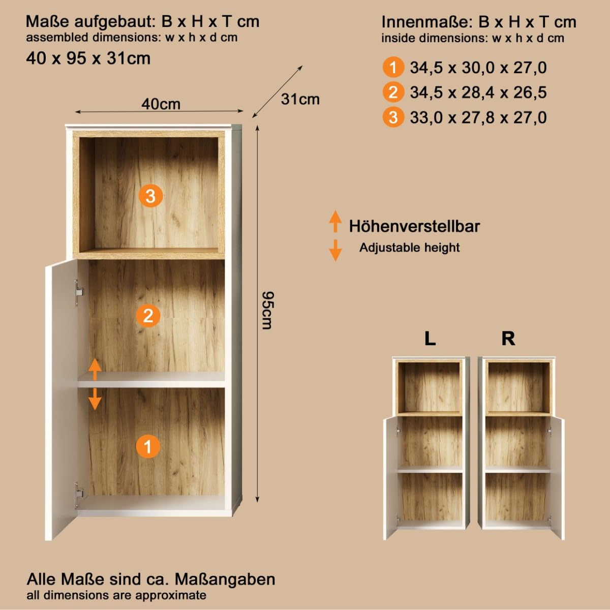 Standschrank SaoPaulo Kaschmir · B 40 x H 95 cm