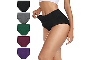 5-Pack Women's Green Underwear, Breathable, High Waisted, Soft Cotton