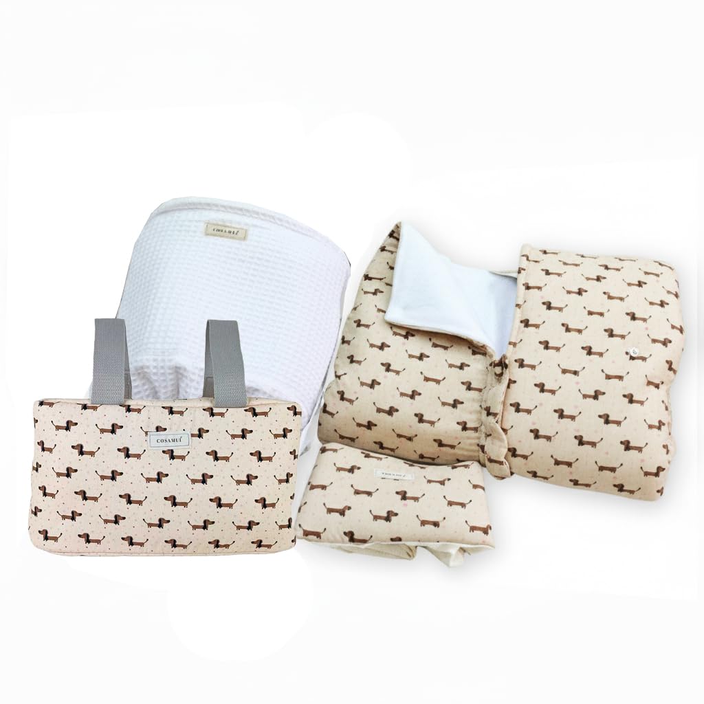 Pack Mamme, Papà e Neonati - Vestitura universale Navicella, Borsa e Rotolo Inverno 0-6 Mesi | Made in Spagna - Regalo Incinta neonato (Animali Foresta, Vestitura e Borsa)