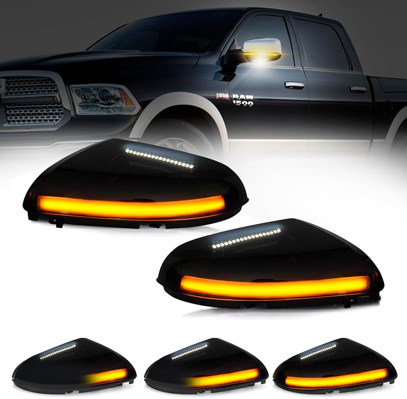 Luzes de seta LED sequenciais para retrovisor D-Lumina com lente fumê Dodge Ram – Par