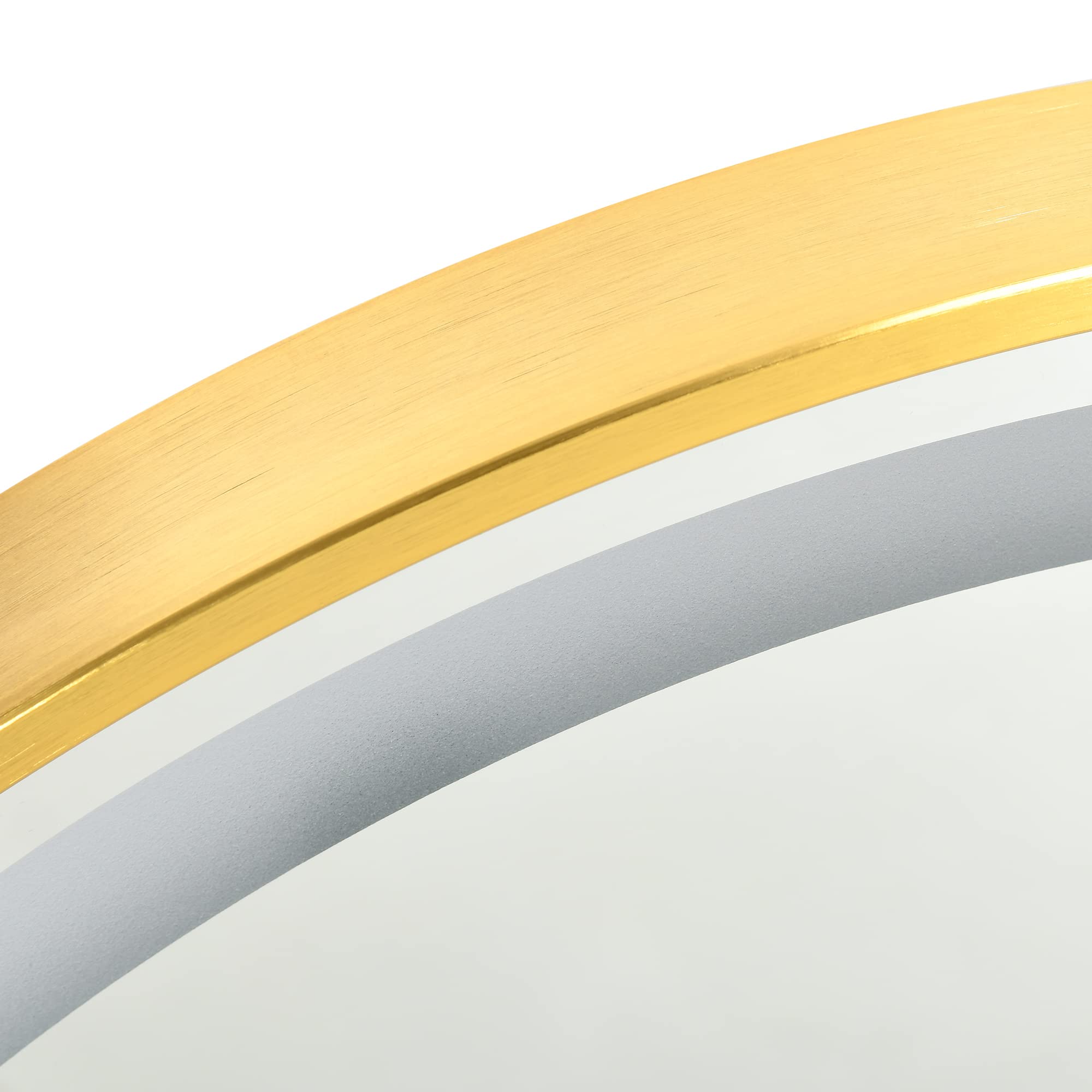 kleankin Espejo de Baño con Luz LED Ø60x4 cm Espejo Redondo 3 Luces Dorado | Interruptor Táctil, Ajustable, Visualización de Temperatura y Hora, Función de Memoria, Marco de Aluminio