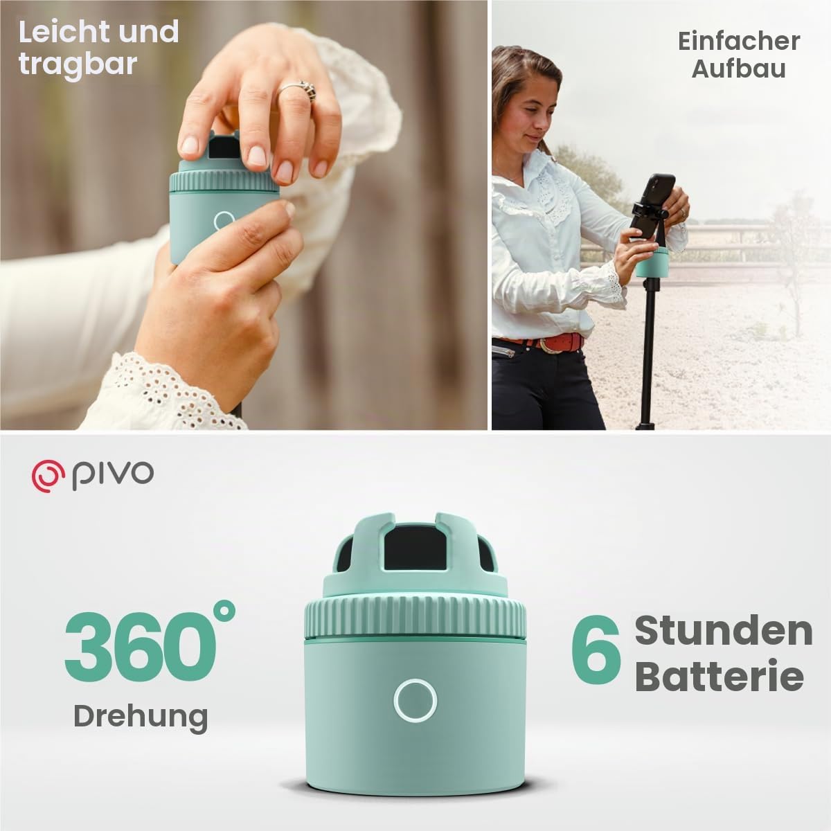 Pivo Equestrian Pod Auto Tracking Phone Holder Face, Body & Horse Tracker, 360° Rotation, 6 Speed, Stand for Video Recording with Remote Control (Green)