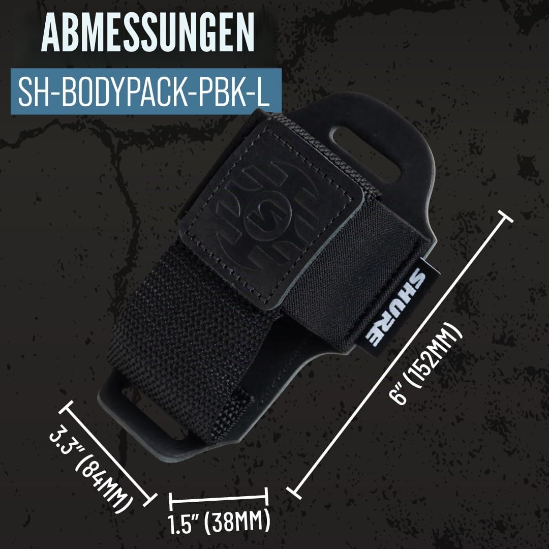 Shure by Gator Premium Leder-Gürteltasche für Drahtlos-Mikrofon-Transmitter, schwarz (SH-BODYPACK-PBK-L)