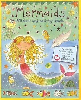 Paperback MERMAIDS Sticker & Fun-Filled Activity Book! Dot to Dots, Mazes! Puzzles! 11" X 8" 18 Pages (50+ Stickers!!) Book