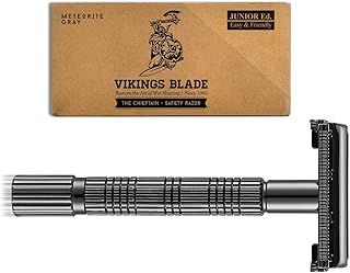 Double Edge Safety Razor for Beginners, The Chieftain JR by VIKINGS BLADE, Butterfly Twist-To-Open Head, Eco Friendly, Smo...