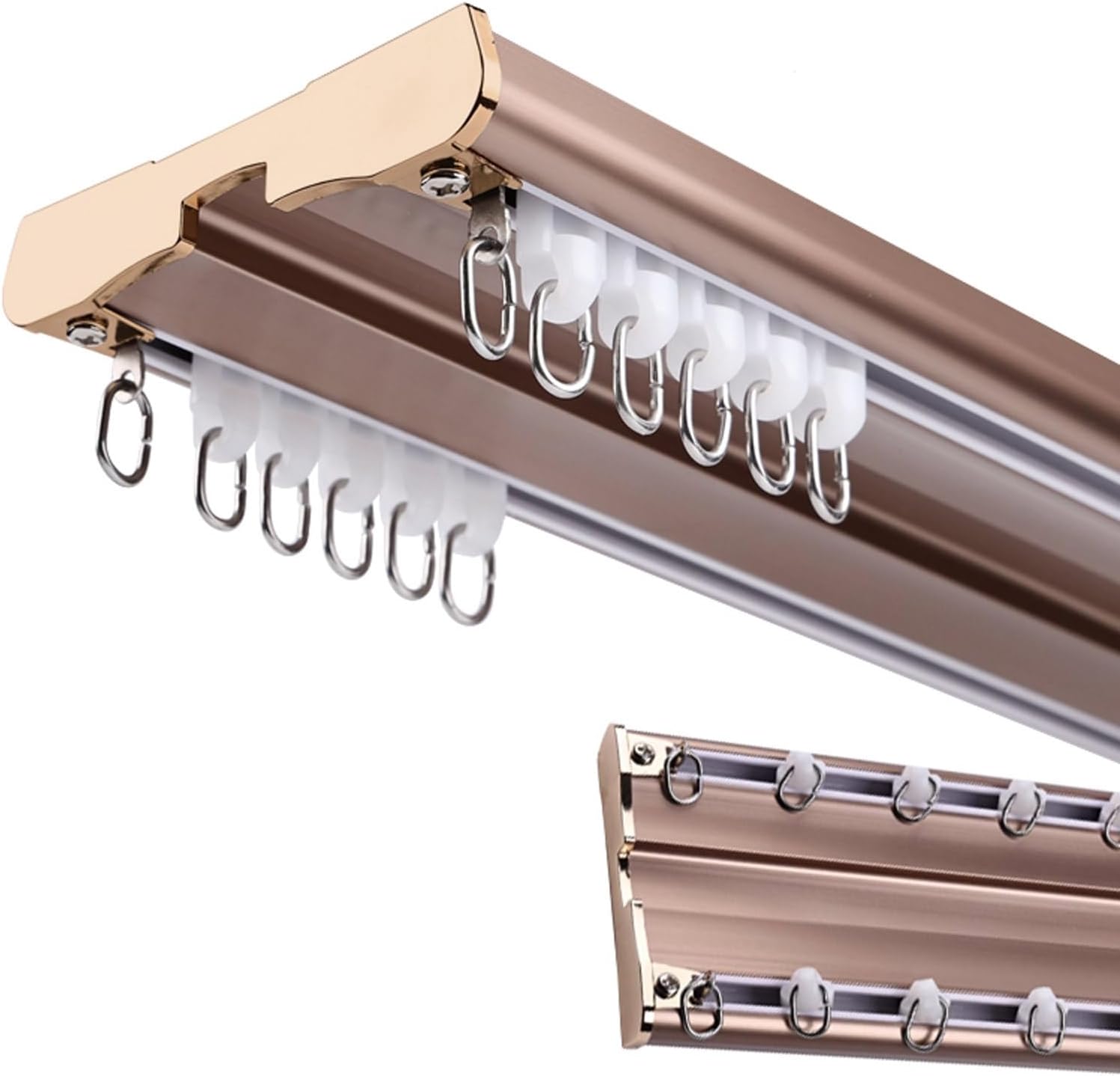 Double Curtain Track Heavy Conjoined Curtain Rails Ceiling Track for Curtains Sliding Curtain Rod for Bedroom Kitchen Window(White,400cm(4 * 100cm))