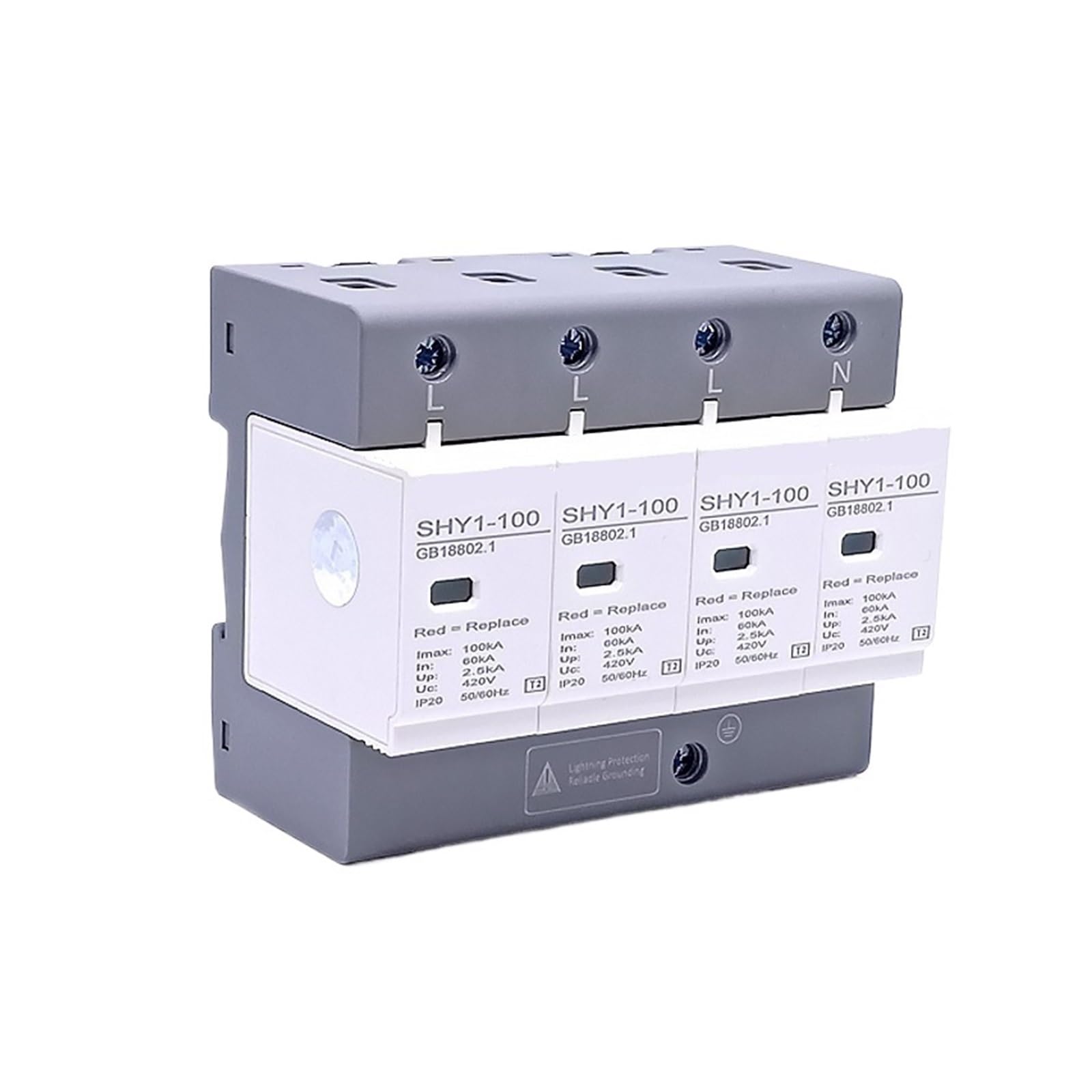 scaricatore Dispositivo di protezione contro le sovratensioni SPD AC 3P + N 40~80KA 60KA~100KA 385V 420V Scaricatore di protezione contro i fulmini for casa Protezione a bassa tensione ( Size : 4P 420