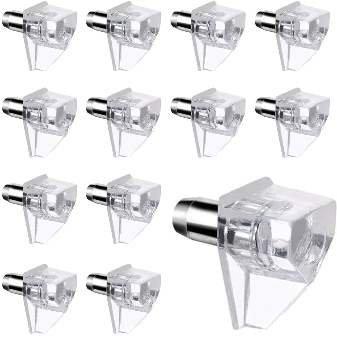 DEEGAAMART 70 Nos Shelf Support Pegs, 5 mm Plastic Shelf Pins Cabinet Shelf Clips for Kitchen Furniture,Cabinet Shelf Pegs,Clear Plastic Shelf Pins,Tempered Glass Shelf Support Peg