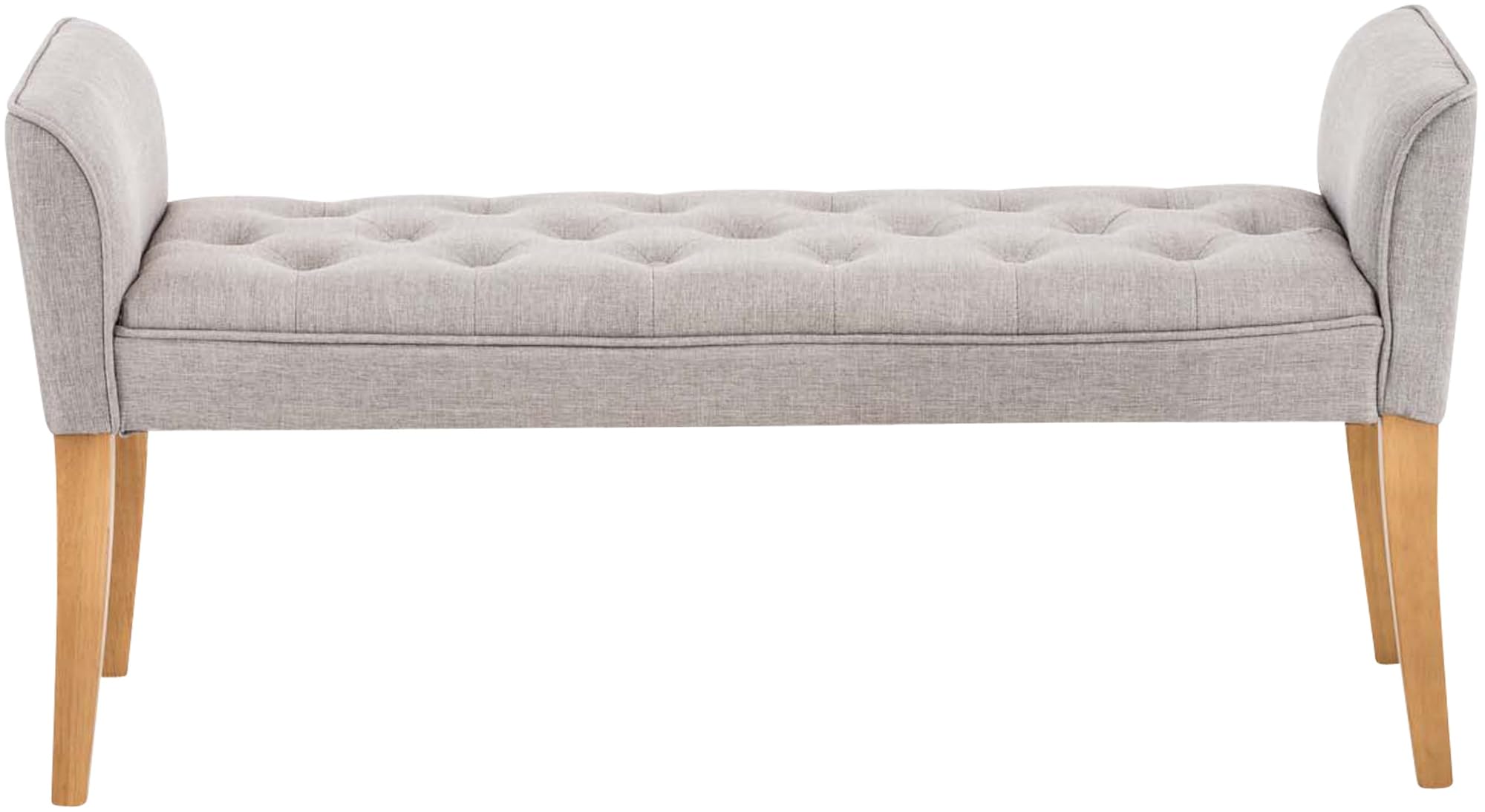 CLP Banquette Cleopatra en Tissu Banc Style Chesterfiled Piétement en Bois | Couleur Gris Clair Couleur du Cadre Antique Clair