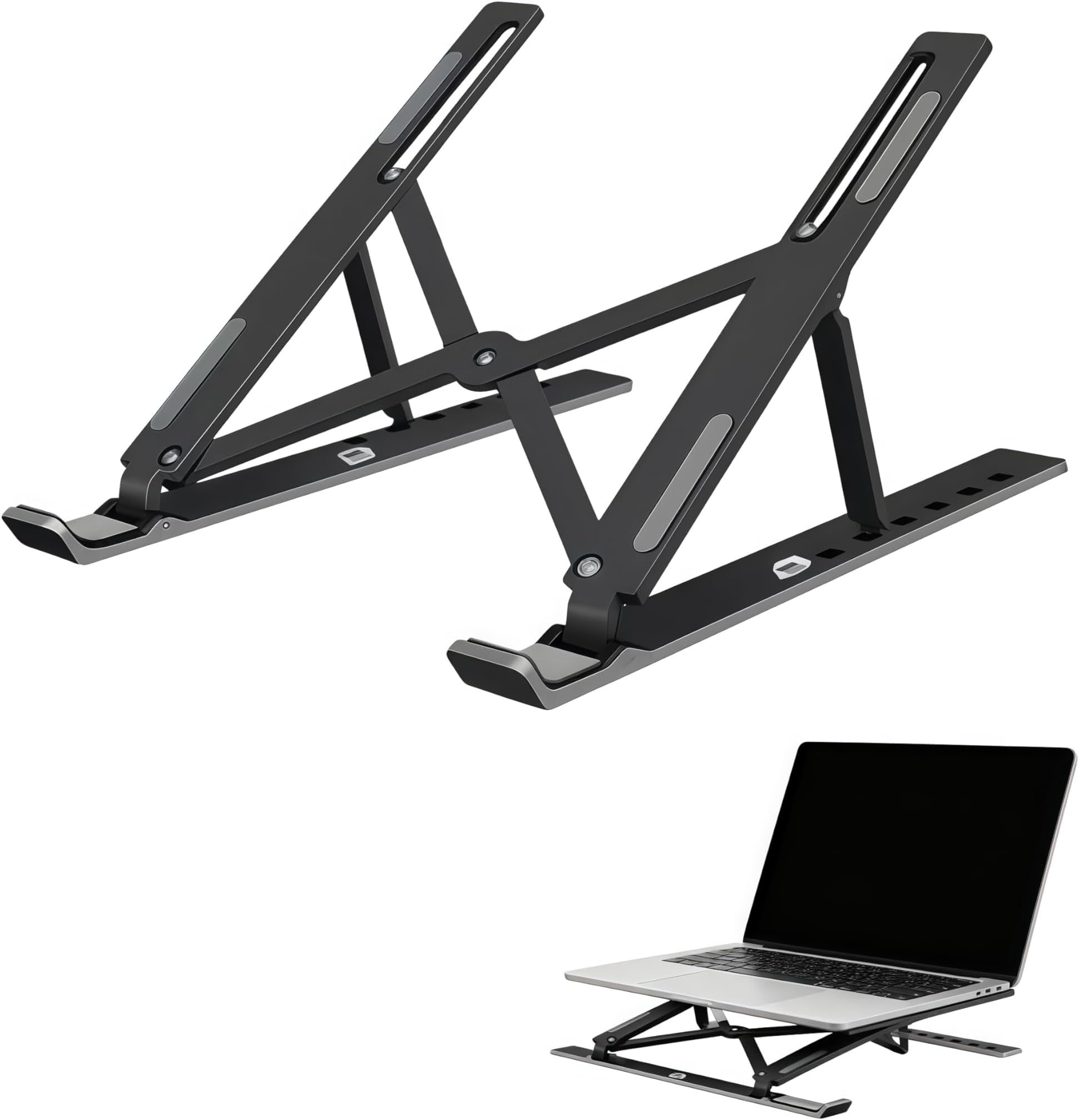 Adjustable Laptop Stand, Portable Laptop Riser Foldable Ventilated Notebook Holder, Cooling Stand for Desk/Tablets（Black