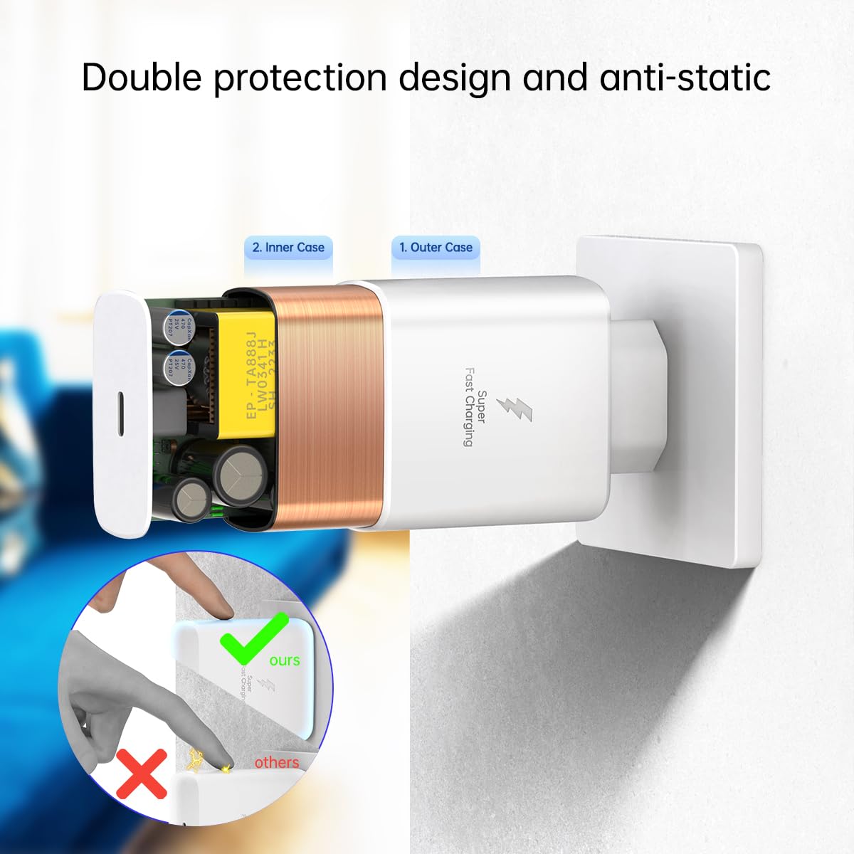 Caricatore europeo super veloce 45W per Samsung Galaxy S25 S24 S23 S22 S21 Ultra Plus MacBook iPad Air Pro EU USB tipo C caricatore da parete PD PPS Italia Francia Israele Euro Essentials