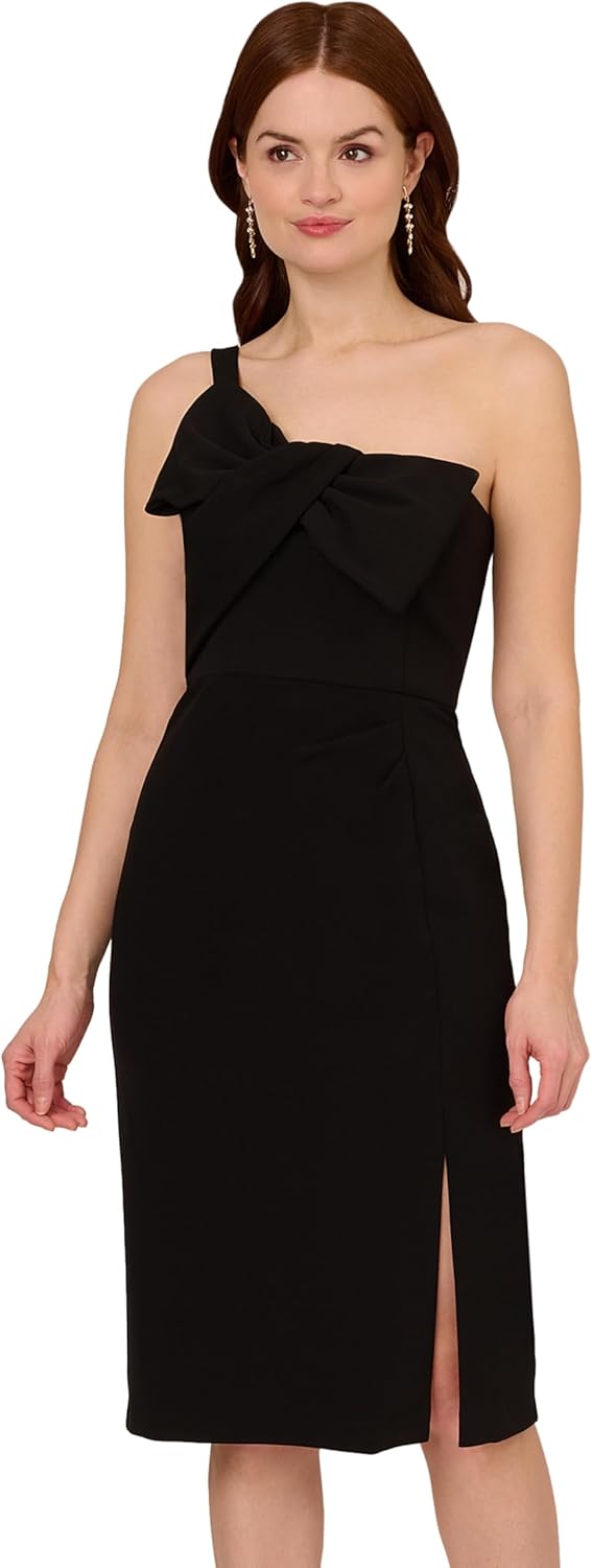 Adrianna Papell, Knit Crepe Short Dress, Ivory, 10